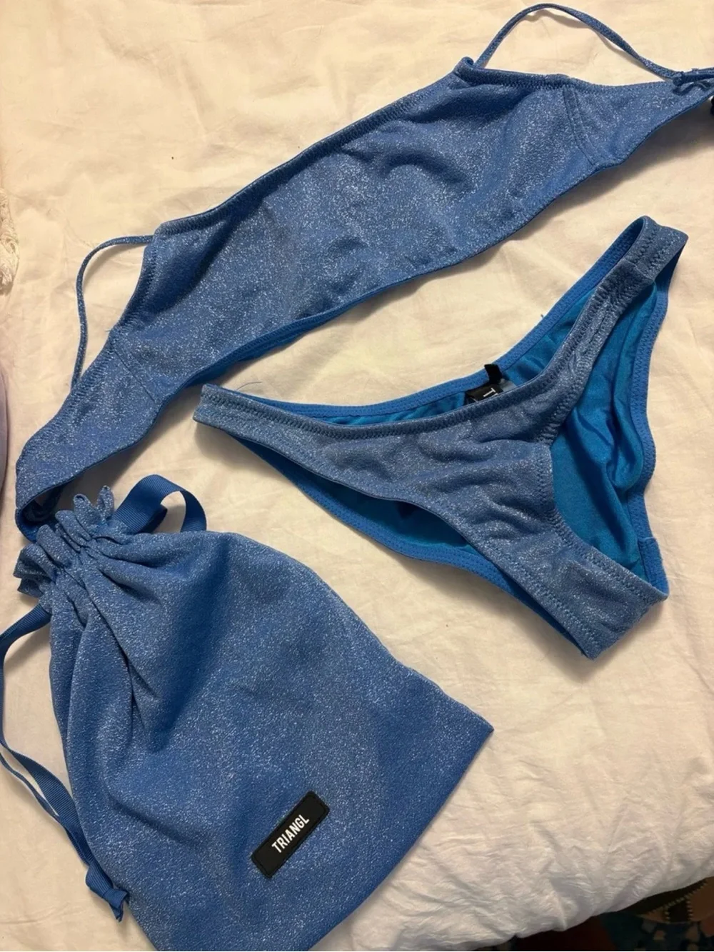 triangl swimwear Shimmer Light Blue Bikini Set